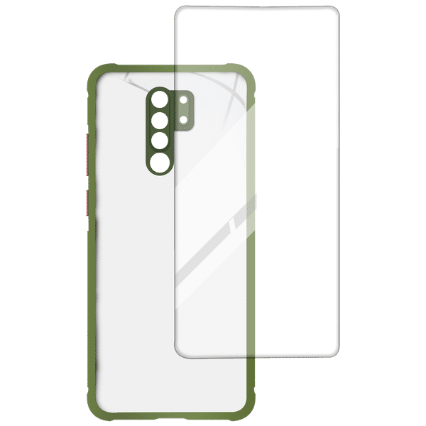 ARROW Hybrid Screen Protector & Polycarbonate Back Cover Combo for Xiaomi Redmi 9 Prime (Anti Scratch Design, Light Green)_1