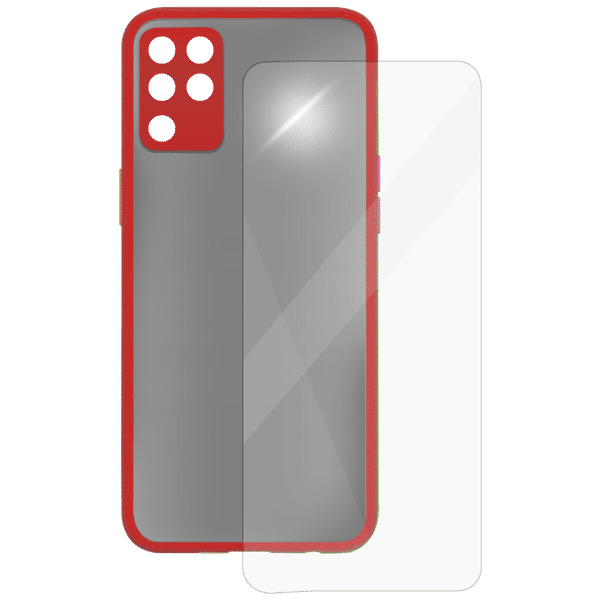 ARROW Camera Duplex Screen Protector & Polycarbonate Back Cover Combo for oppo F19 Pro (Scratch Protection, Red)_1
