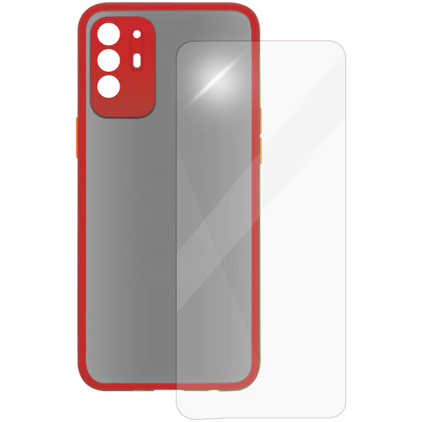 ARROW Camera Duplex Screen Protector & Polycarbonate Back Cover Combo for oppo F19 Pro Plus (Anti Scratch Design, Red)_1
