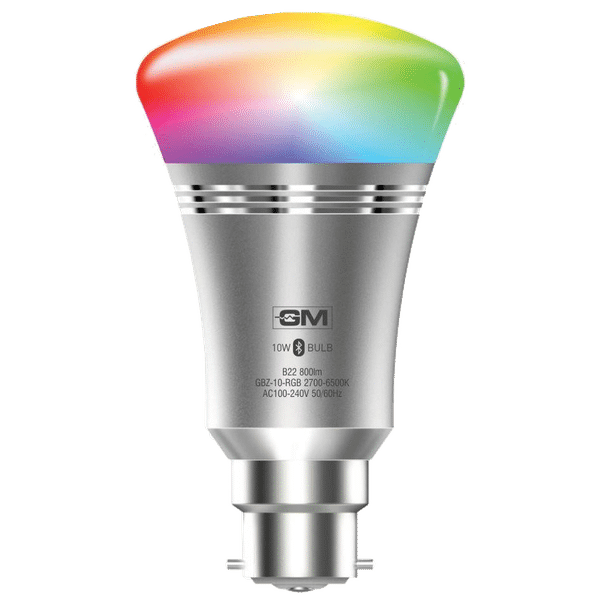 Buy GM Glitz Air 10 Watts LED Smart Bulb (Color Changing App Controlled  Bluetooth, GBZ-10-RGBWW-NA, Multicolor/Silver) Online - Croma
