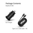 RAEGR RapidLink 400 38 Watts Car Charging Adapter with Cable (Dual Port, RG10205, Black)_3