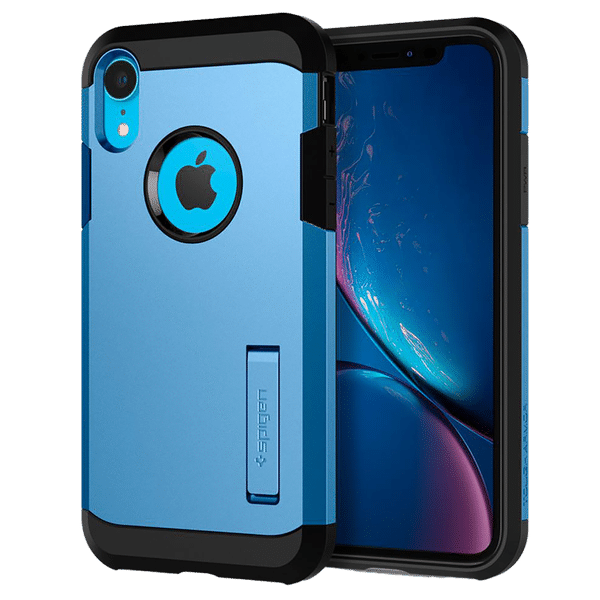 spigen Tough Armor TPU & Polycarbonate Back Case with Stand for Apple iPhone XR (Wireless Charging Compatible, Blue)_1