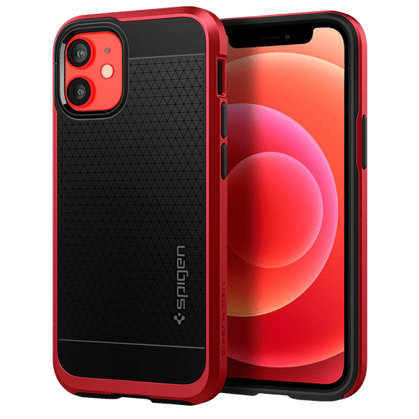 spigen Neo Hybrid TPU & Polycarbonate Back Cover for Apple iPhone 12 Mini (Wireless Charging Compatible, Red)_1