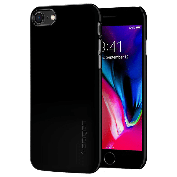 spigen Thin Fit Soft TPU & Polycarbonate Back Cover for Apple iPhone 7, 8, SE (Wireless Charging Compatible, Black)_1