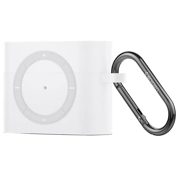 spigen Classic Shuffle Silicone Back Cover for Airpods Pro (Carabiner, White)_1