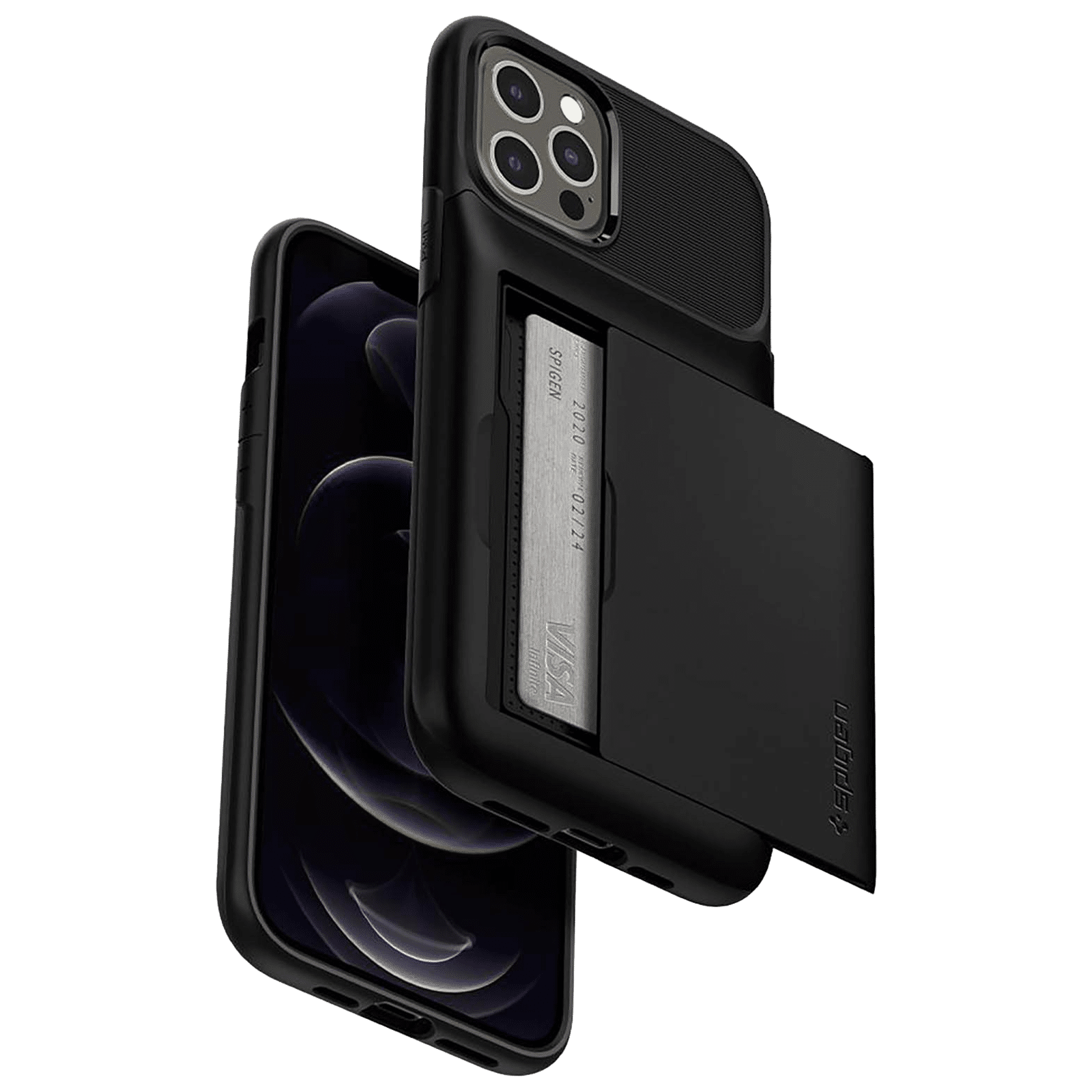 Buy Spigen Slim Armor Wallet TPU & PC Back Case For iPhone 12 Pro