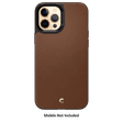 spigen Brick Soft Faux Leather, TPU & Polycarbonate Back Cover for Apple iPhone 12 Pro Max (Supports Wireless Charging, Saddle Brown)_3