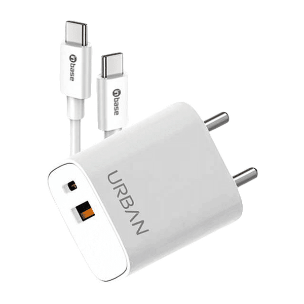 in base Urban Sprint 20W 2-Port Fast Charger (Type C Cable, Quick Charge, White)_1