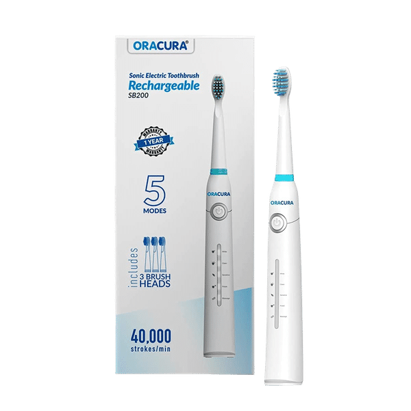 ORACURA Electric Toothbrush for Unisex (Superior Gum Protection, SB200W, White)_1