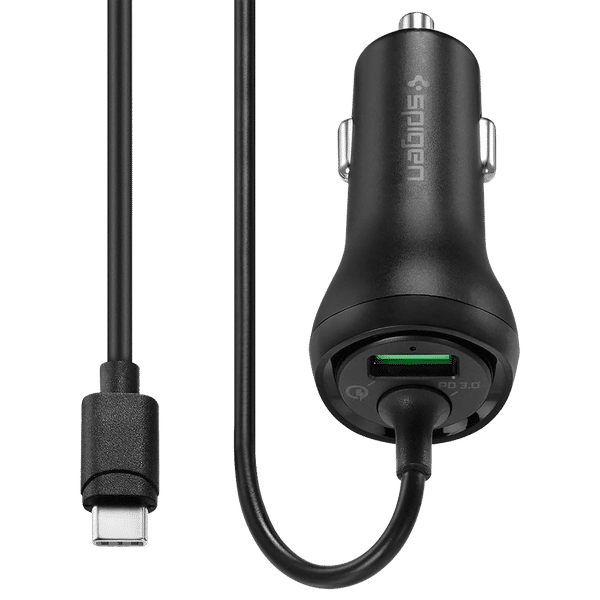 spigen 36 Watts 2 USB Ports Car Charging Adapter (Ip Technology, 000CP25596, Black)_1