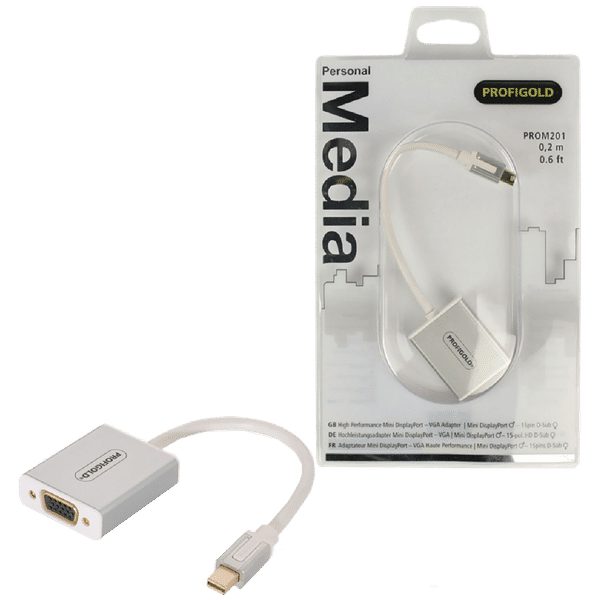 PROFIGOLD PROM201 PVC 0.2 Meter Mini DisplayPort to VGA Video Display Cable (Double Shielded Cable, White)_1