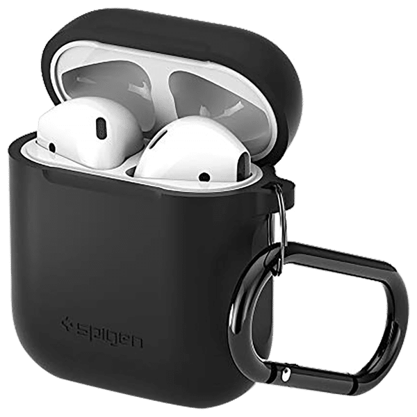 spigen Silicone Fit TPU Full Cover Case For Apple AirPods (Flexible & Shock-Absorbent Layer, 066CS24808, Black)_1