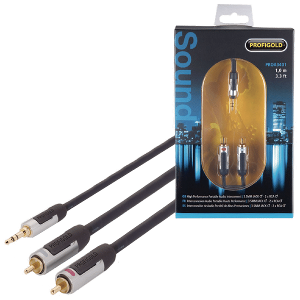 PROFIGOLD PROA3401 PVC 1 Meter 3.5mm Stereo to RCA Audio Cable (IAT Technology, Anthracite)_1