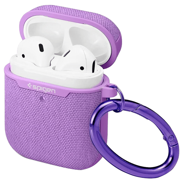 spigen Urban Fit PC & Fabric Full Cover Case For Apple AirPods 1/2 (Supports LED Light & Wireless Charging, 074CS27599, Purple)_1