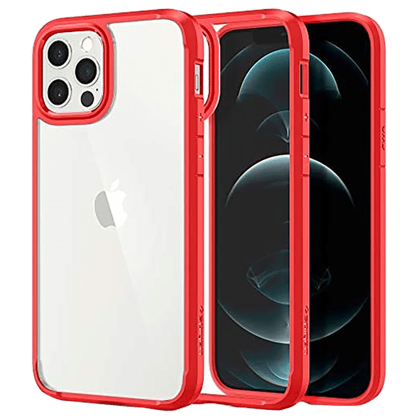 spigen Ultra Hybrid TPU & Polycarbonate Back Cover for Apple iPhone 12, 12 Pro (Air Cushion Technology, Red)_1