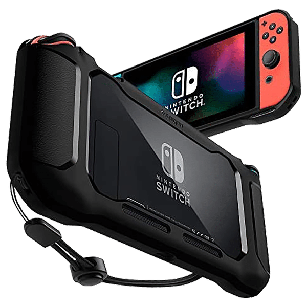 spigen Rugged Armor PC & TPU Back Case For Nintendo Switch (Added Texture Around Control Stations, ACS01228, Matte Black)_1