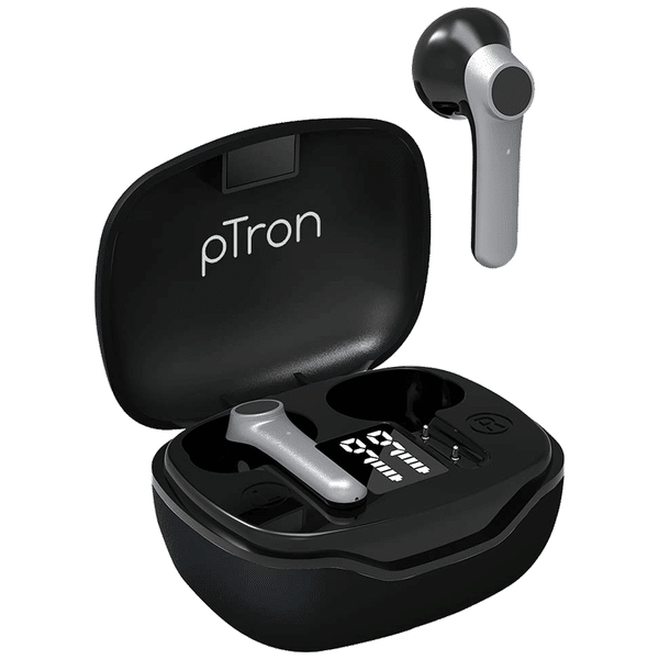 pTron Bass Pods 281 TWS Earbuds with Passive Noise Cancellation (IPX4 Sweat-Water Resistance, Stereo Calling, Black & Grey)_1