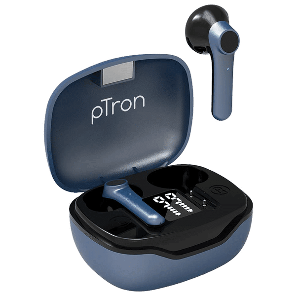 pTron Bass Pods 281 TWS Earbuds with Passive Noise Cancellation (IPX4 Sweat-Water Resistance, Stereo Calling, Black & Blue)_1