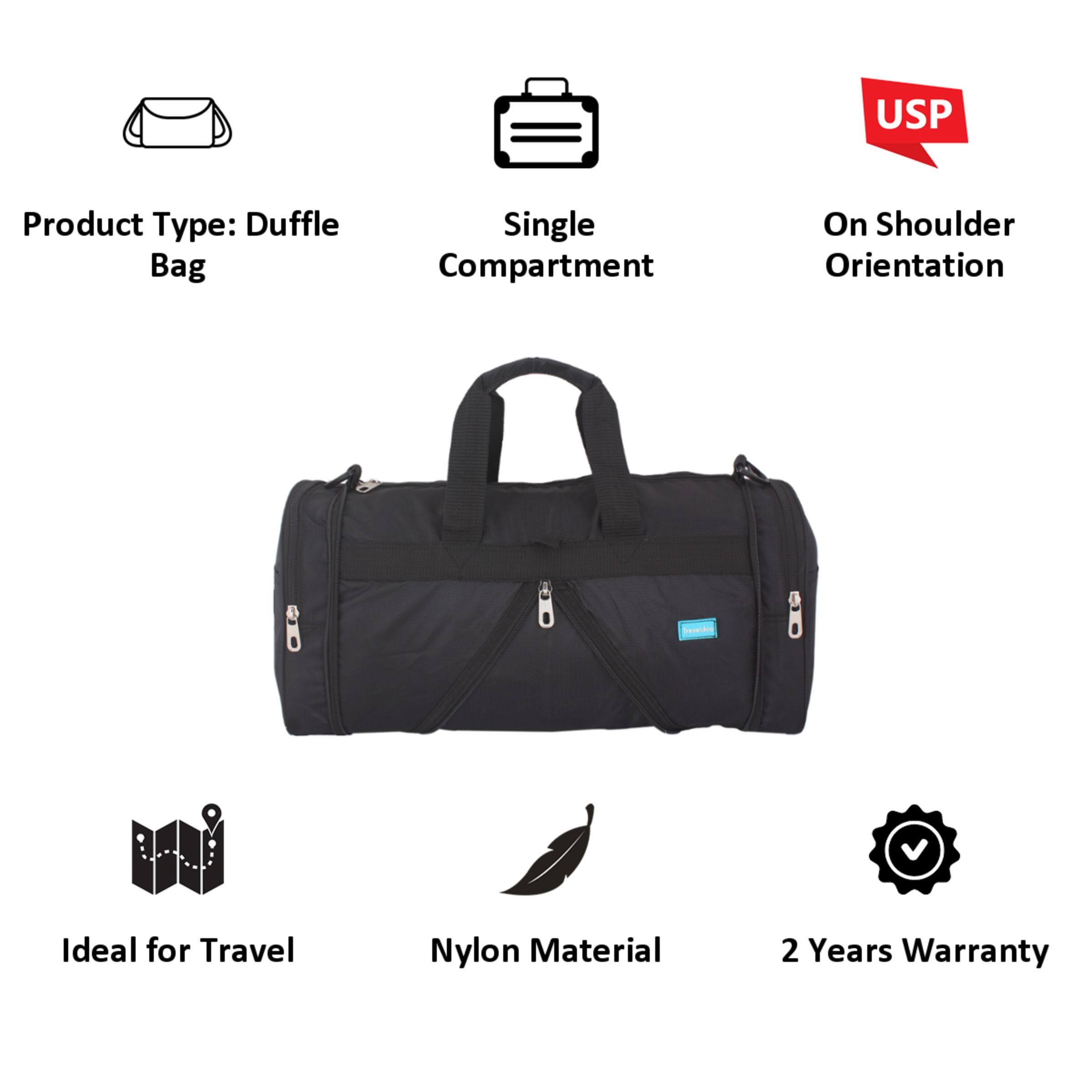 Buy Traveldoo 22 inch Square Folding Duffle Bag (DBS02002, Black ...