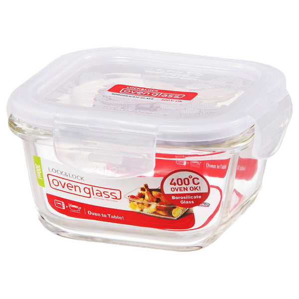 LocknLock Ovenglass 300 ml Square Glass Storage Container (Oven Safe, LLG205, Transparent)_1