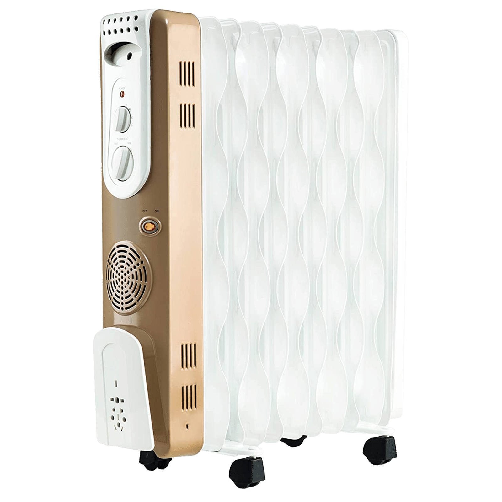 USHA 2500 Watts PTC Oil Filled Room Heater (Adjustable Thermostat, 3611 FS PTC, White)