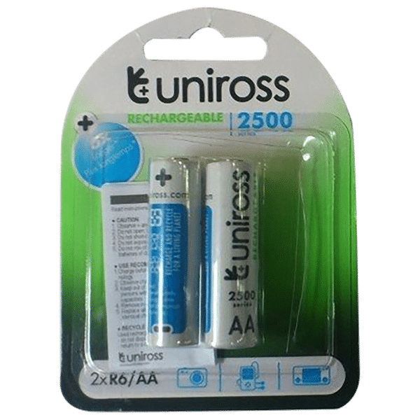 uniross 2500mAh AA Rechargeable Batteries (Pack Of 2, UNI 2500 AA BP2, Black)_1