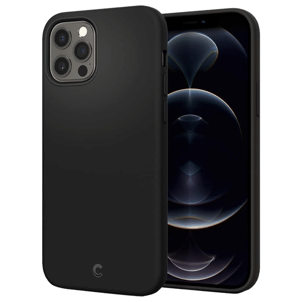 spigen Cyrill TPU Back Cover for Apple iPhone 12 and iPhone 12 Pro (Microfiber Material, Black )_1