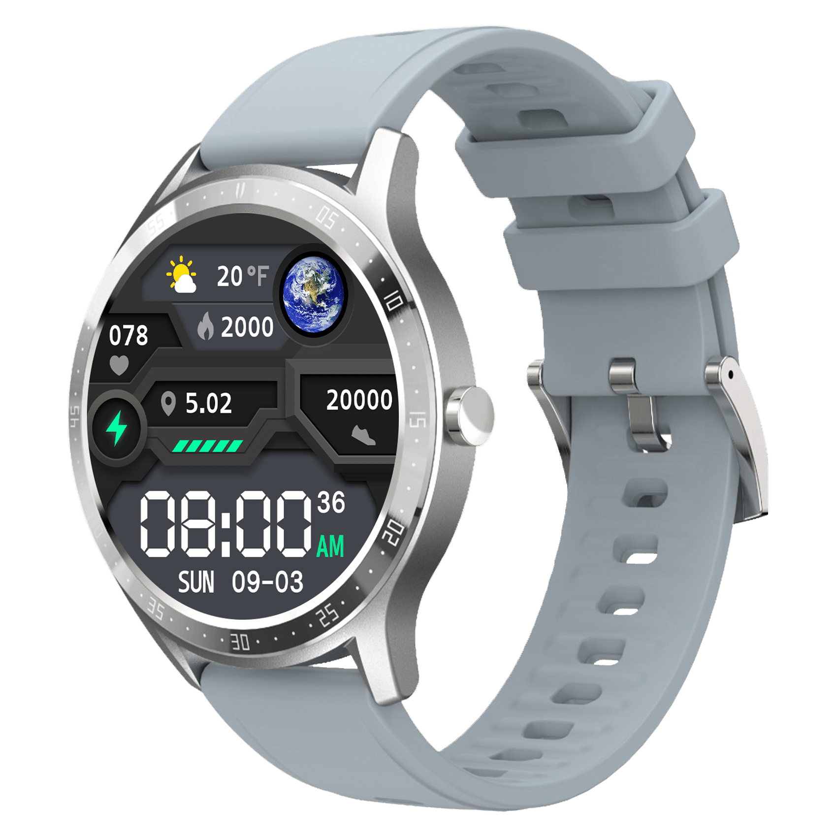 FIRE-BOLTT 360 Smartwatch with Activity Tracker (33mm HD Display, IP67 Water Resistant, Grey Strap)