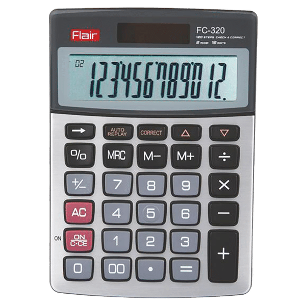 Flair Desktop Basic Calculator (120 Step Check and Correct, FC 320, Silver)_1