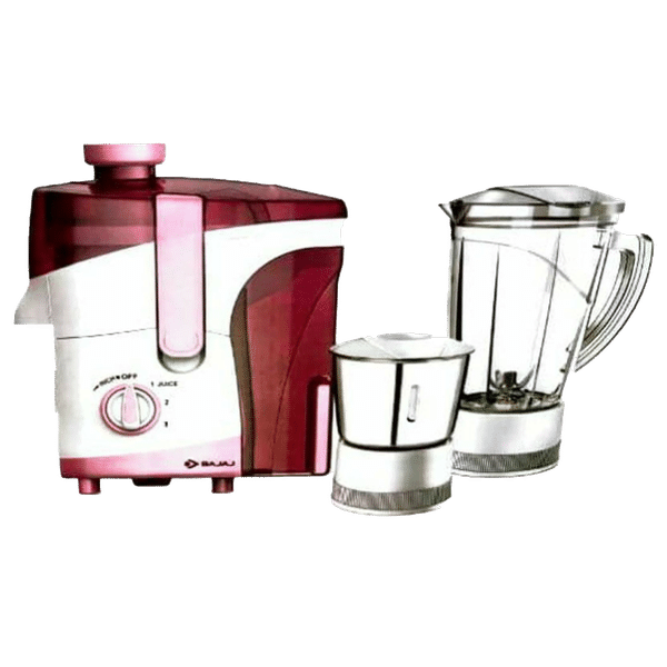 BAJAJ JX 20 500 Watt 2 Jars Juicer Mixer Grinder (18000 RPM, ISI Approved, White and Pink)_1