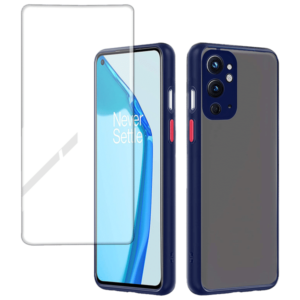 ARROW Duplex Series Tempered Glass & Polycarbonate Back Cover Combo for OnePlus 9RT (Anti Scratch Design, Blue)_1