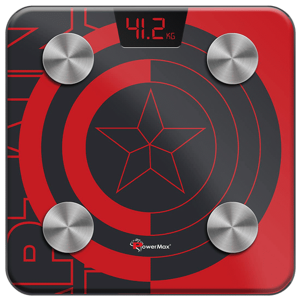 PowerMax Marvel Edition Captain America Weight Scale (Step-on Technology, BCA-130-CA-RD, Red)_1