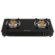 FABER Power Toughened Glass Top 2 Burner Manual Gas Stove (Powder Coated Round Pan Support, Black)_1