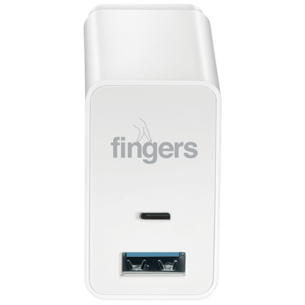 fingers PA-FAST-C 18W Type A and Type C Fast Charger (Type C to Type C Cable, Short Circuits Protection, Piano White)_1