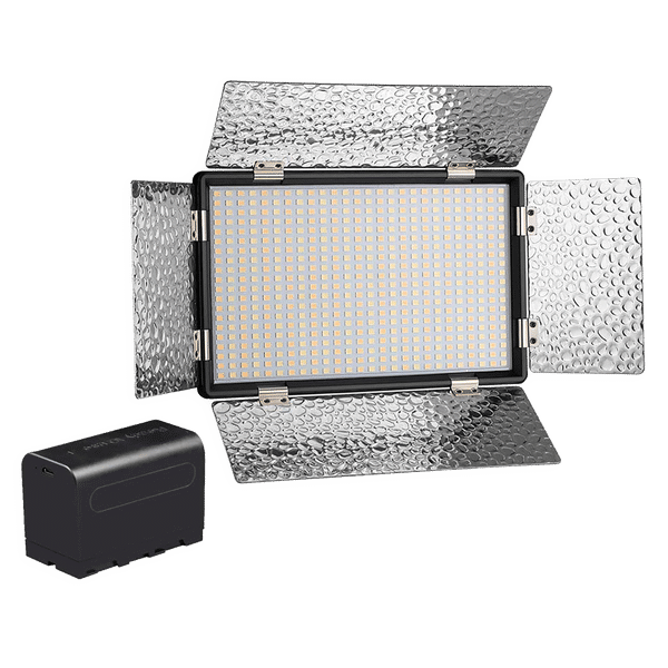 DigiTek D520B Com F750MU LED Video Light with Barndoor for Camera (Dual Color Temperature, Black)_1