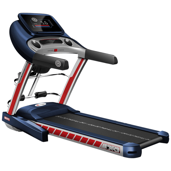 PowerMax 4HP Foldable Motorized Treadmill (Diamond Wave Running Belt with 15 Level Auto Inclination, MT-1A, Blue)_1