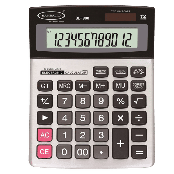 BAMBALIO Basic Calculator (12 Digits-Large Display, BL-800, Silver)_1