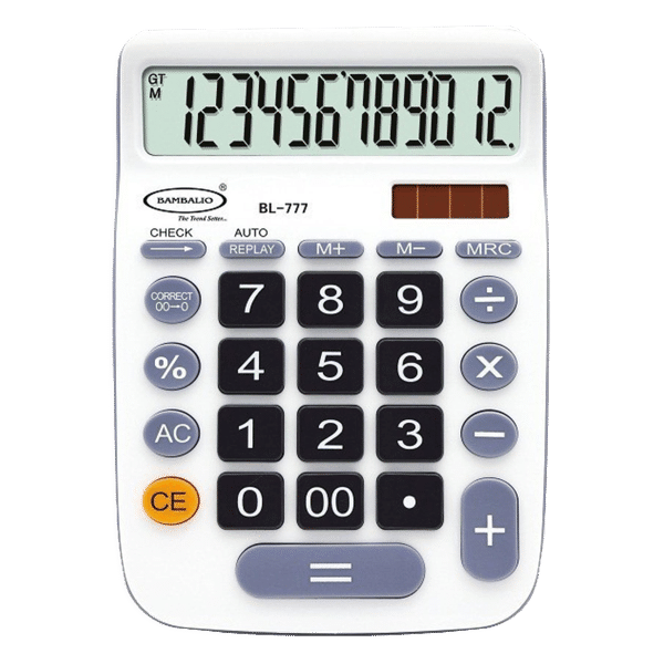 BAMBALIO Basic Calculator (12 Digits-Large Display, BL-777, White)_1