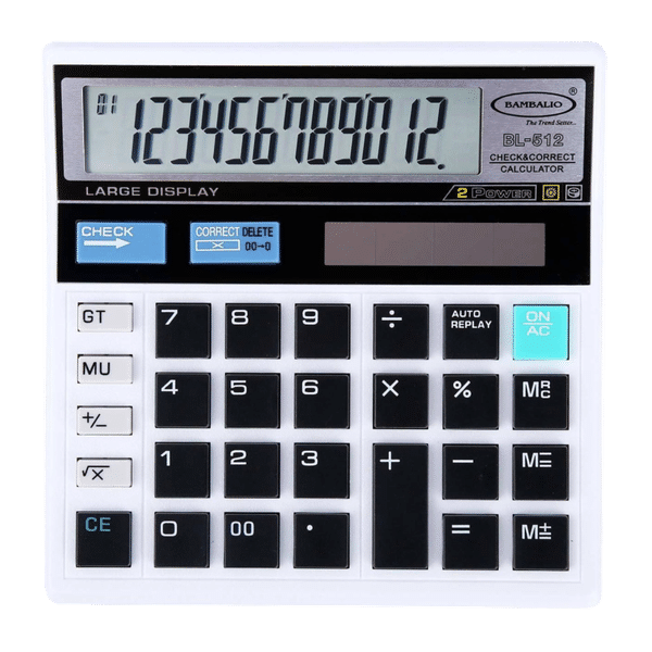 BAMBALIO Basic Calculator (12 Digits-Large Display, BL-512 W, White)_1