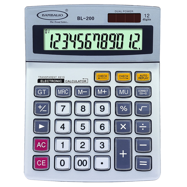 BAMBALIO Basic Calculator (12 Digits-Large Display, BL-200, Silver)_1