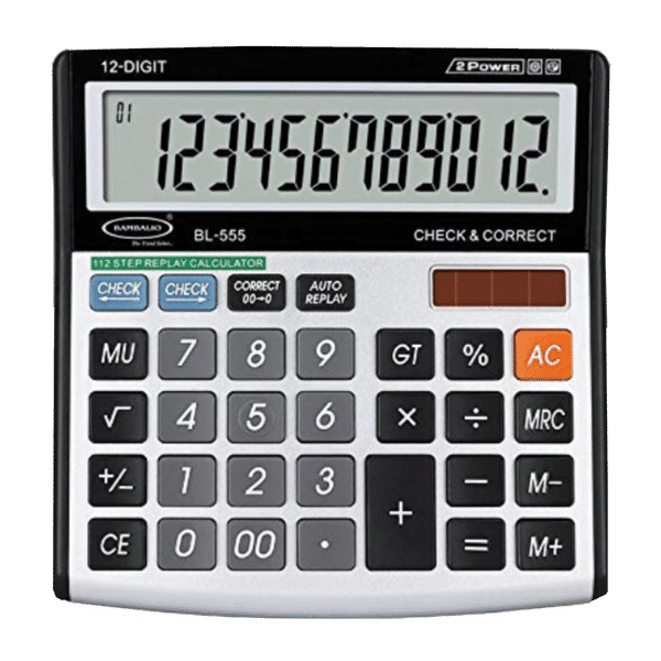 BAMBALIO Basic Calculator (12 Digits-Large Display, BL-555, Metallic)_1