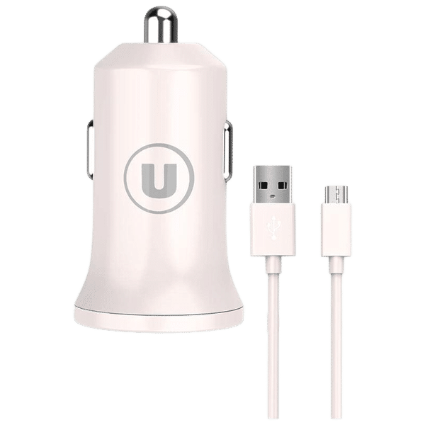 Bandridge 2.4 Amp 1 USB Port Car Charging Adapter with Micro USB Cable (Fast Charging Compatible, White)_1