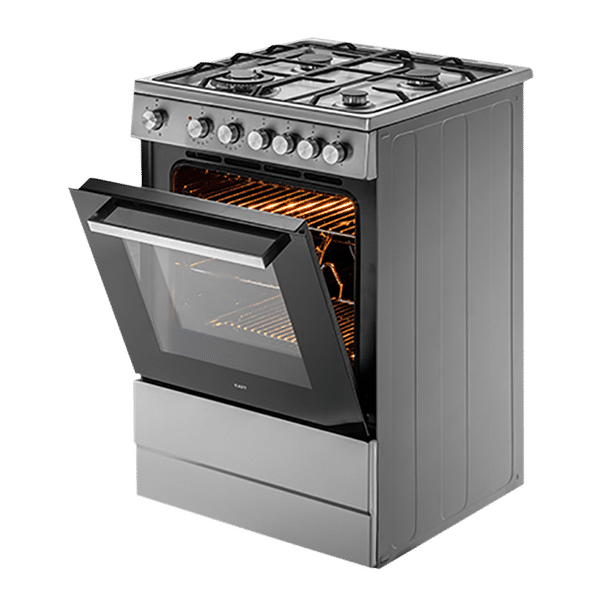 KAFF 60 Litres 4 Burner Cooking Range with Electric Oven (KAB60SS, Silver)_1