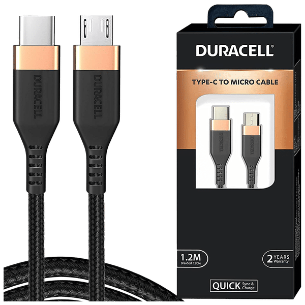 DURACELL Type C to Type B 3.96 Feet (1.2 M) Cable (Tangle-free Design, Black)_1