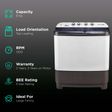 VOLTAS beko 8 kg 5 Star Semi Automatic Washing Machine with IPX4 Control Panel (WTT80DGRT, Grey)_2