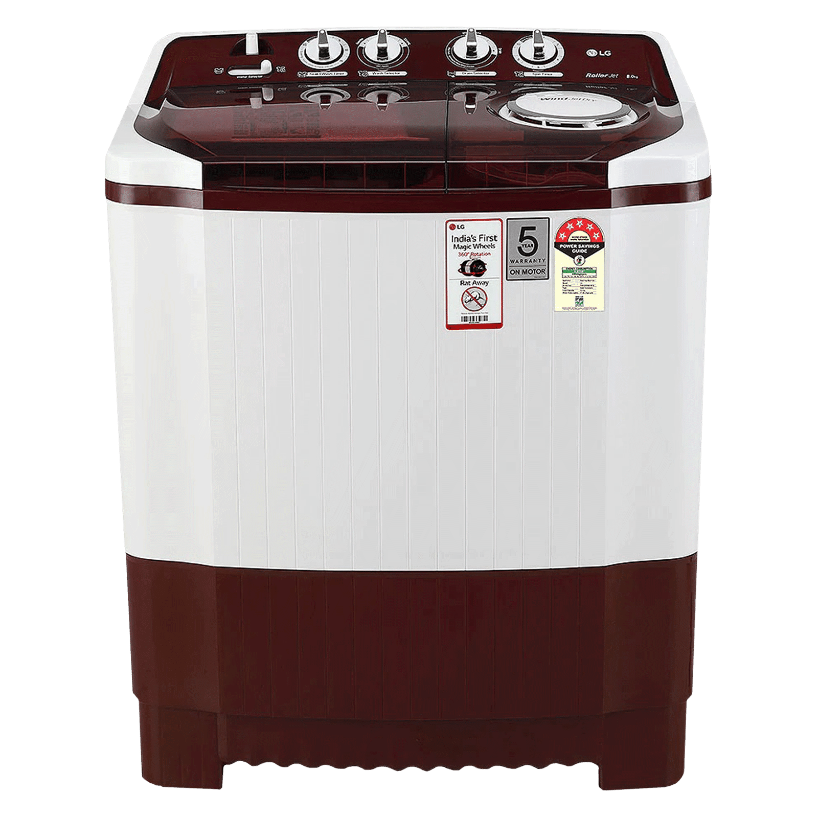 Buy LG 8 kg 5 Star Semi Automatic Washing Machine with Lint Filter  (P8035SRAZ.ABGQEIL, Burgundy) Online - Croma