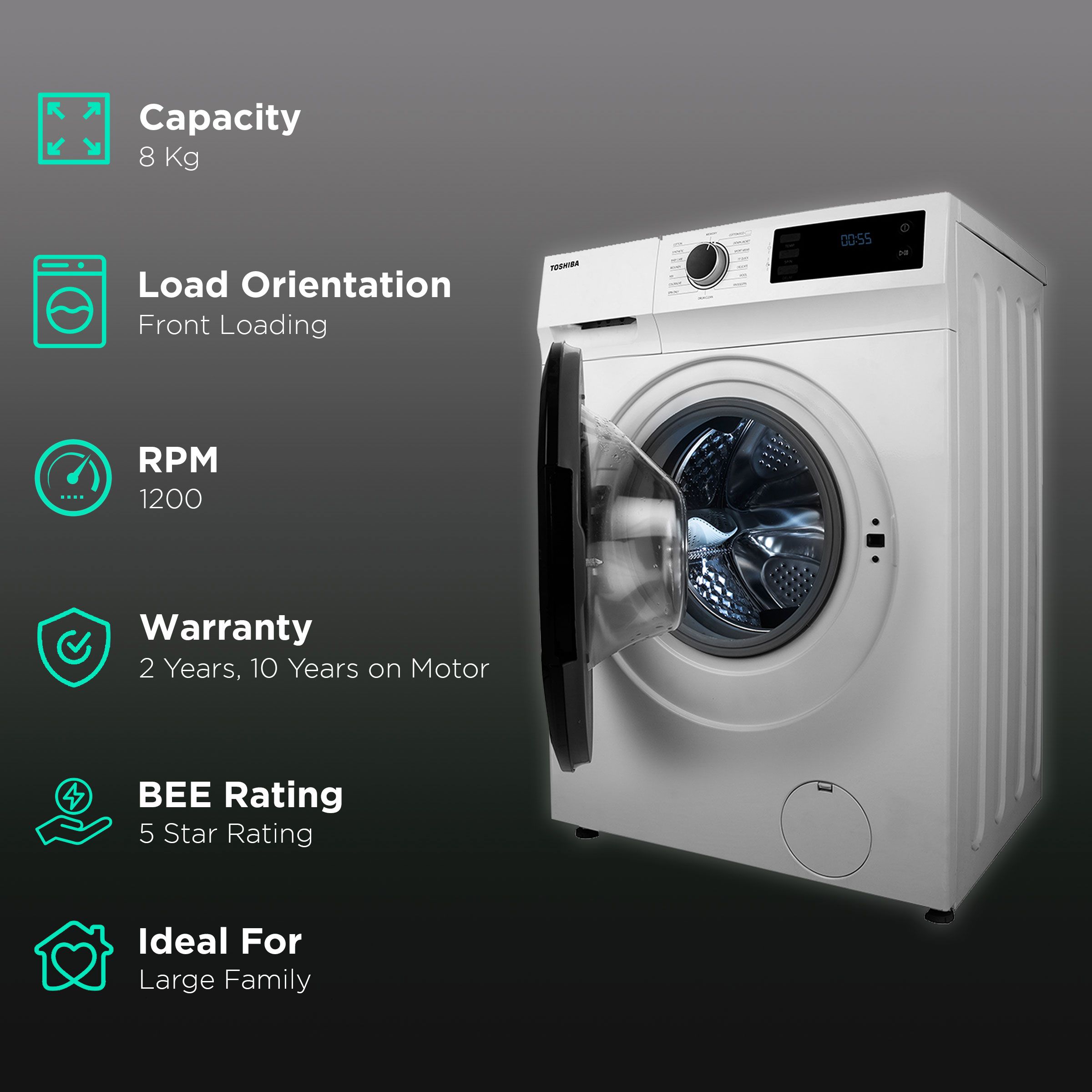 toshiba washing machine 8kg front load