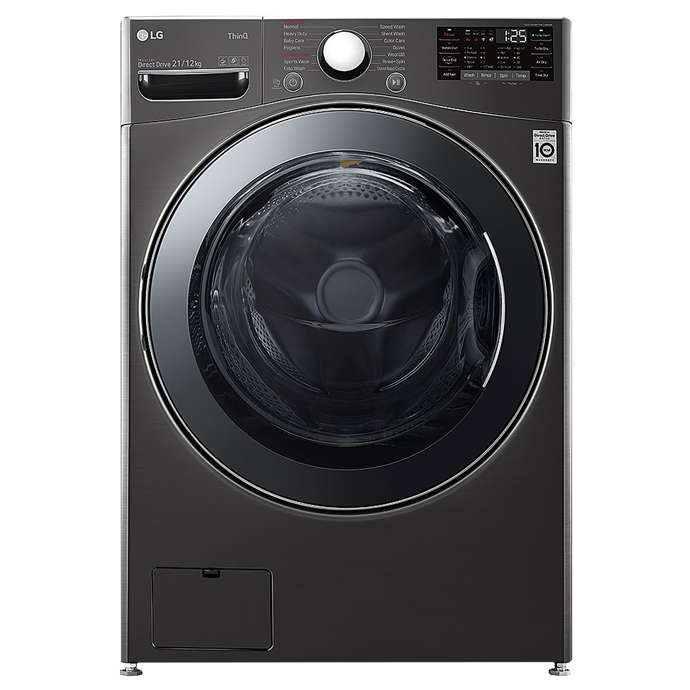 LG 21/12 kg 5 Star Inverter Fully Automatic Front Load Washer Dryer (FHD2112STB.ABLPEIL, Steam Wash Technology, Black VCM)