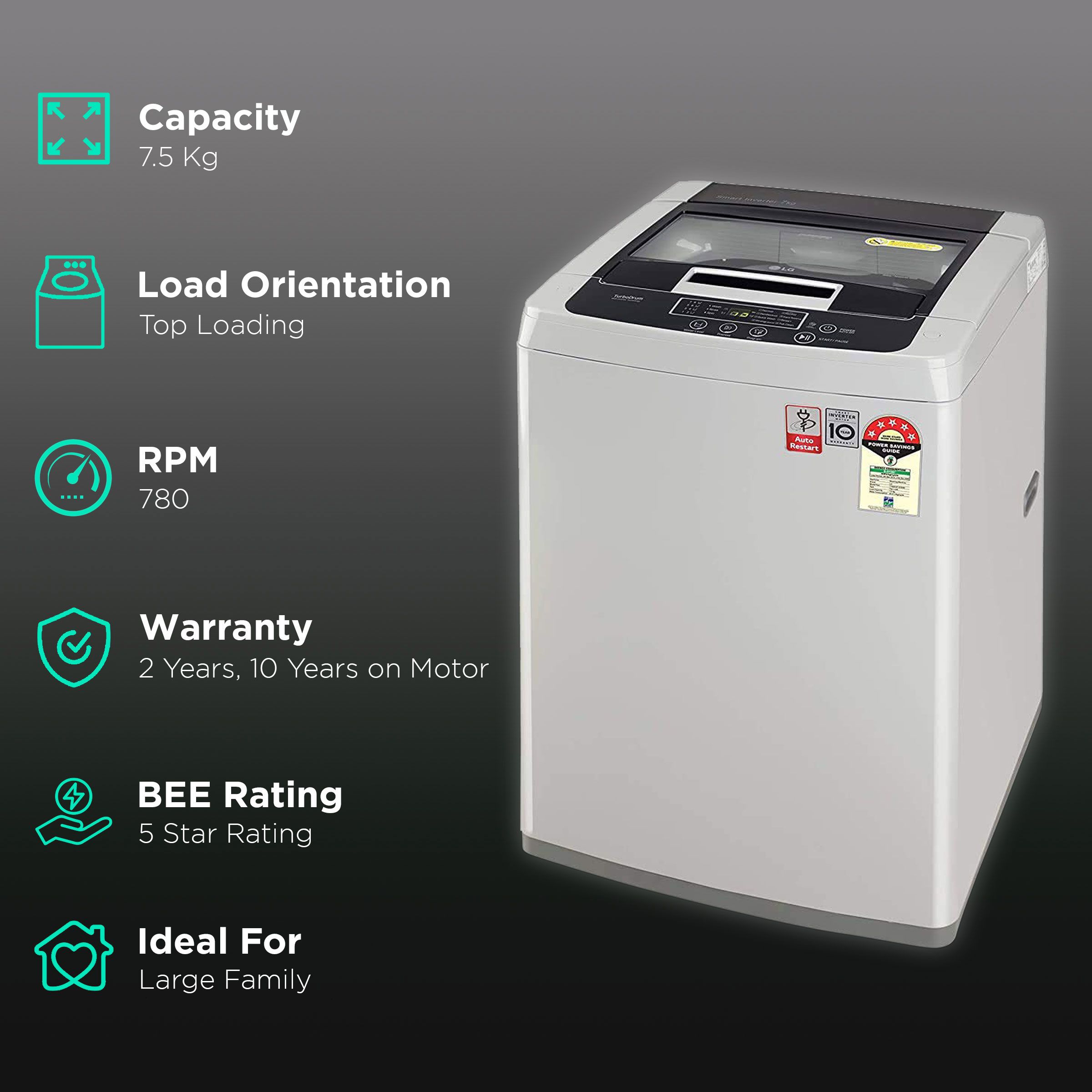 lg washing machine 7.5 kg price fully automatic