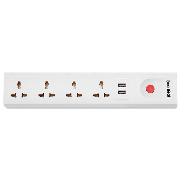 One Beat Spark 4 Plus 10 Amps 4 Sockets Extension Board (2 Meters, Short Circuit Protection, OB-20422-U, White)_1